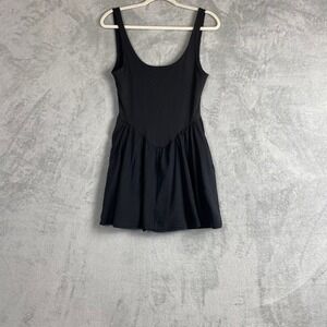Silence + Noise Black Smocked Back Dropped Waist Fit & Flare Mini Dress Small